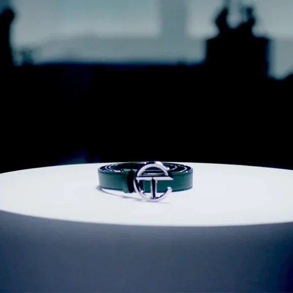 Green Telfar Belt with Chrome Logo Buckle ( worn once) - Picture 2 of 5